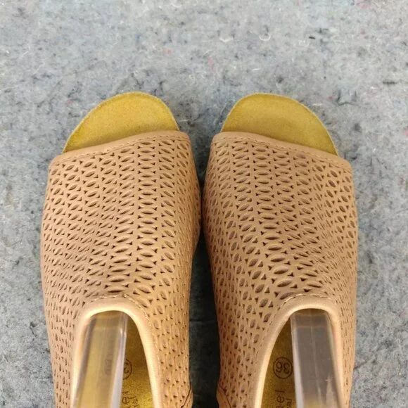 Eric Michael Wedge Sandals Womens 36 EU Phoebe Cork Heel Slingback Slip On Taupe - Picture 8 of 11